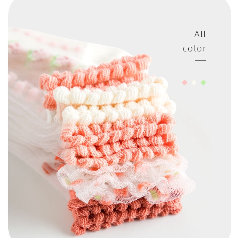 Set 5 Đôi Vớ Cotton Siêu Mỏng In Họa Tiết Trái Cây/Dưa Hấu Hoạt Hình Mùa Hè Cho Bé Gái Từ 1-12 Tuổi