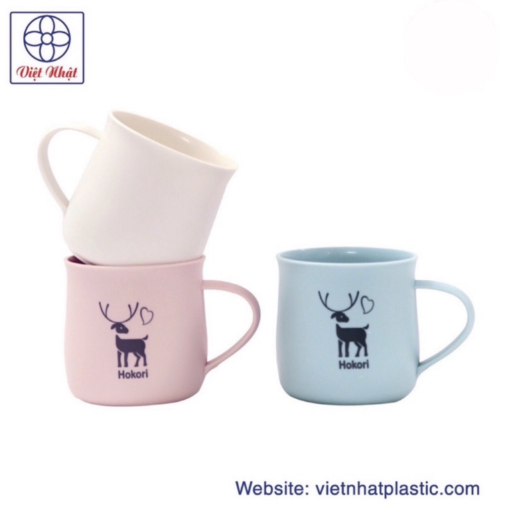 Cốc lúa mạch HOKORI có quai cầm, cốc nhựa cao cấp chịu nhiệt cao 350ml 6369