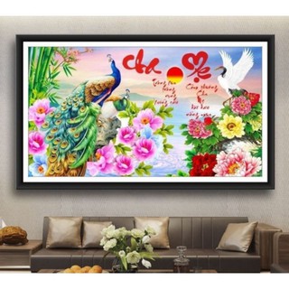 TRANH ĐÍNH ĐÁ CHA MẸ VS252 (75*45 cm) Chưa thêu