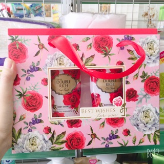 [ Hộp quà 🎁] Bộ hộp quà 02 sữa tắm Double Rich hoa hồng 200g