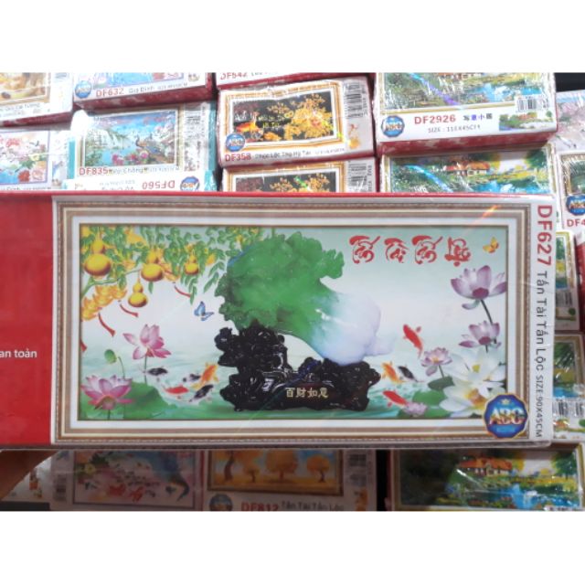 Tranh đính đá tấn tài tấn lộc 90x45cm