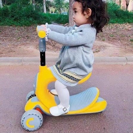 Xe scooter, xe chòi chân kiêm bập bênh cho bé 3 bánh có đèn