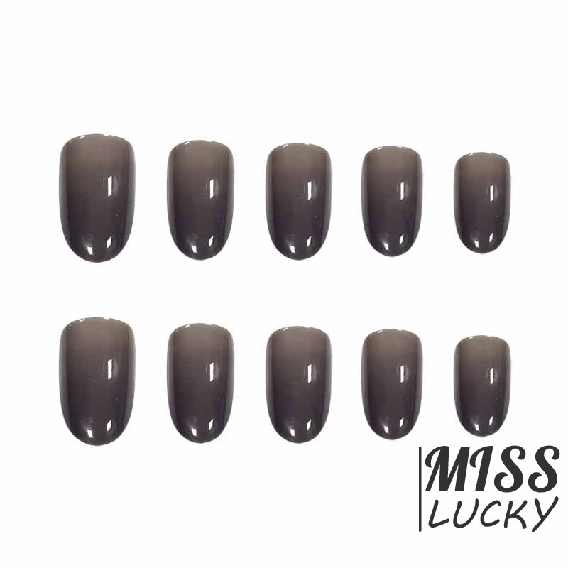 Bộ 24 cái móng tay giả trang trí dài đầu tròn màu đen