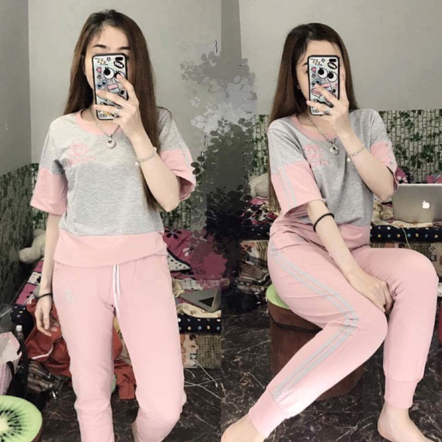 Set bộ thun cát hàn phối màu