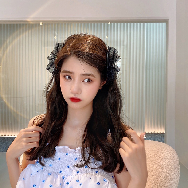 1 cặp kẹp tóc nơ ren dễ thương phong cách Hàn Quốc