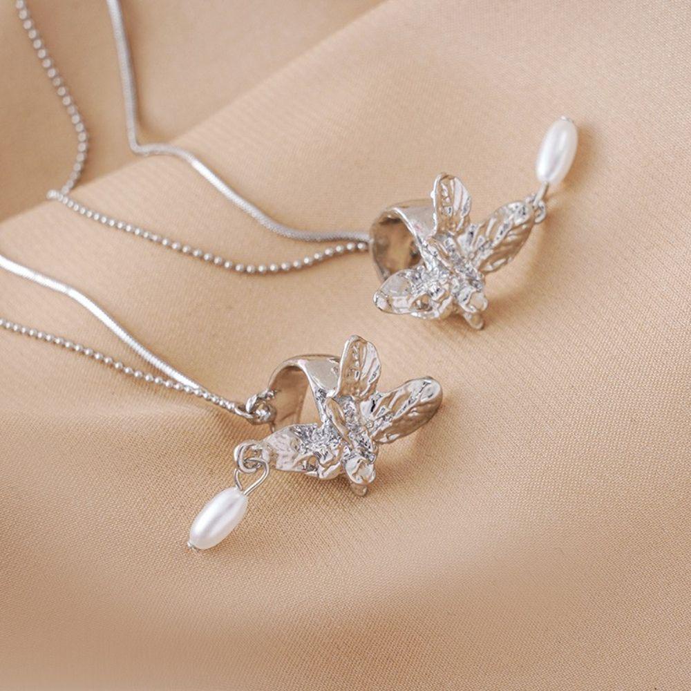 Bông Tai Dạng Kẹp Phối Tua Rua Phong Cách Hàn Quốc Cổ Điển Thời Trang