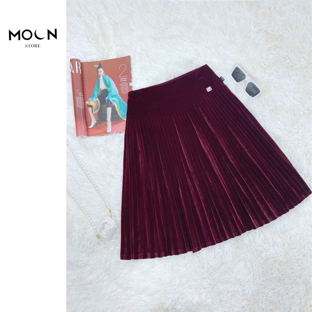 Áo khoác nhung nữ cổ vest phối đai eo thu đông BVE26 MOON STORE | BigBuy360 - bigbuy360.vn