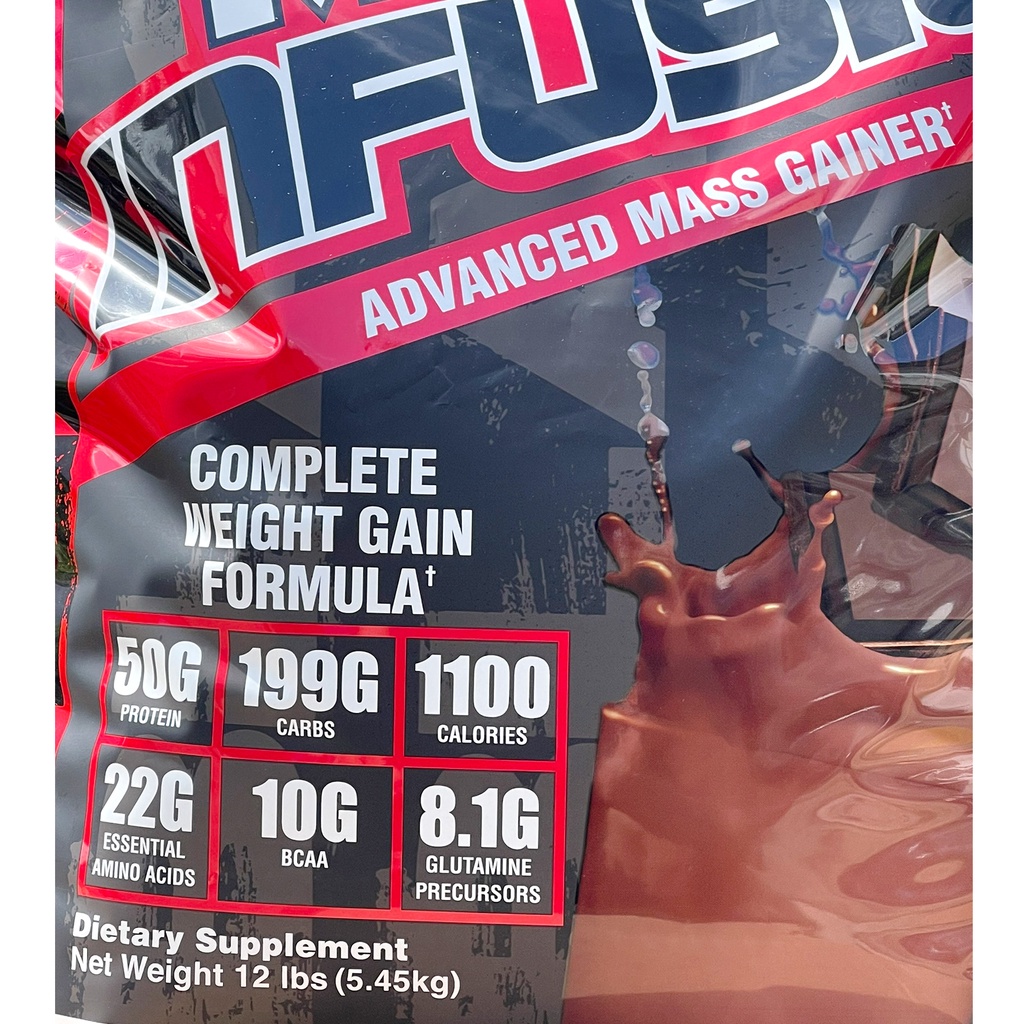 Sữa tăng cân tăng cơ Mass Infusion của Nutrex hương Chocolate bịch lớn 5.45kg có enzim tiêu hóa - Hàng BBT