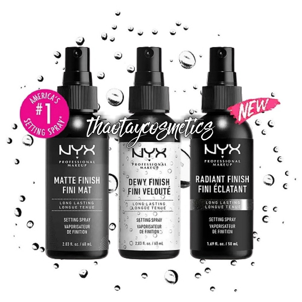 Xịt khóa nền giữ lớp trang điểm NYX Dewy / Matte / Radiant Finish Setting Spray nk032