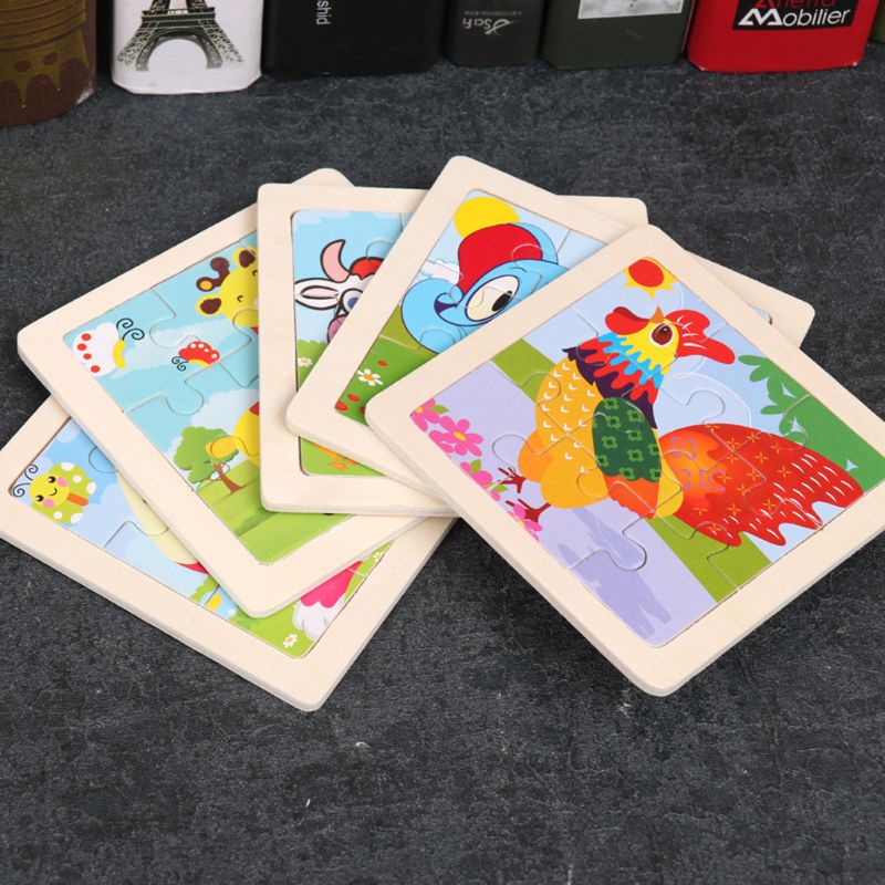 Đồ chơi trẻ em Xếp Hình 3D Bằng Gỗ Cỡ Nhỏ Họa Tiết Hoạt Hình Dành Cho Bé