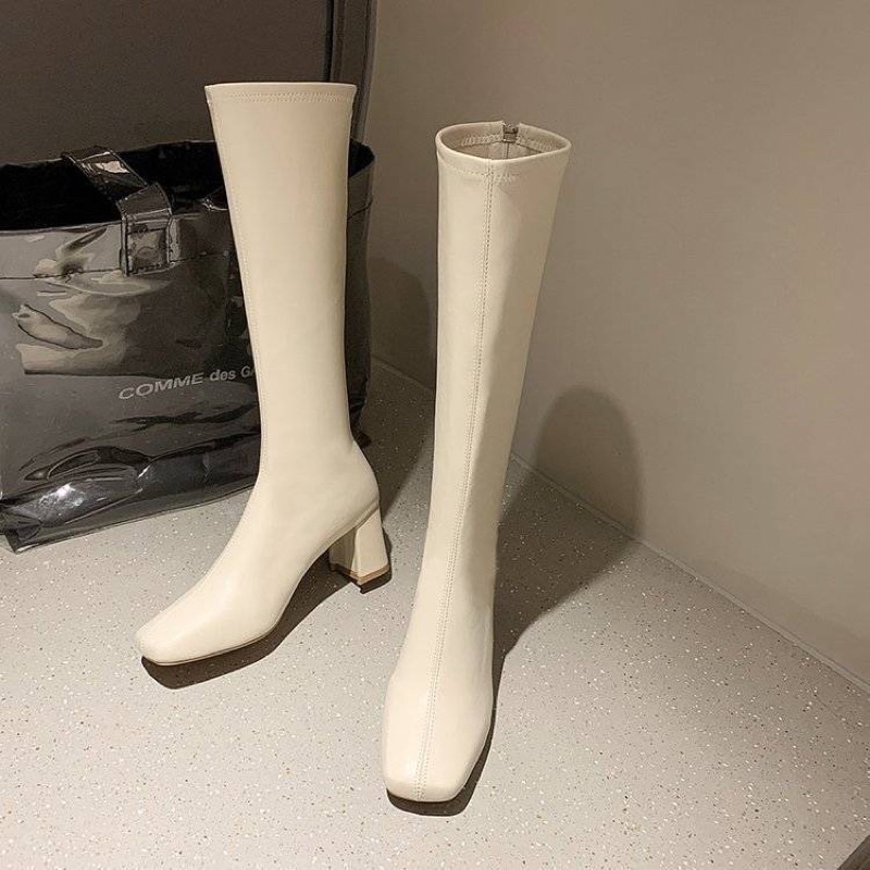 Bốt đùi nữ da mờ gót vuông 5cm hàng hộp cao cấp ( hàng săn , video thật)