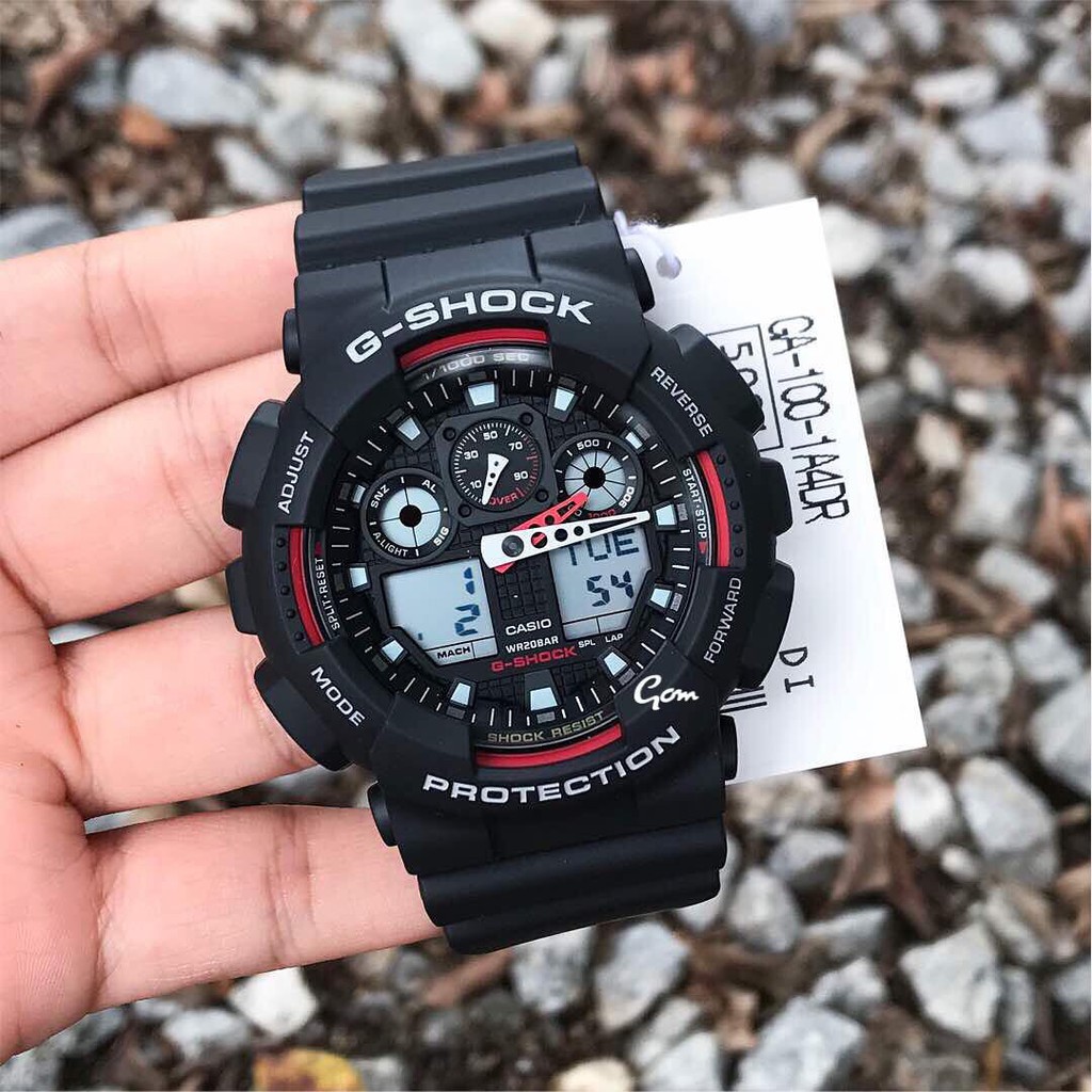 Đồng hồ nam Casio G-SHOCK GA-100-1A4DR Dây nhựa - Viền đồng hồ màu đen đỏ- Chống nước 200m