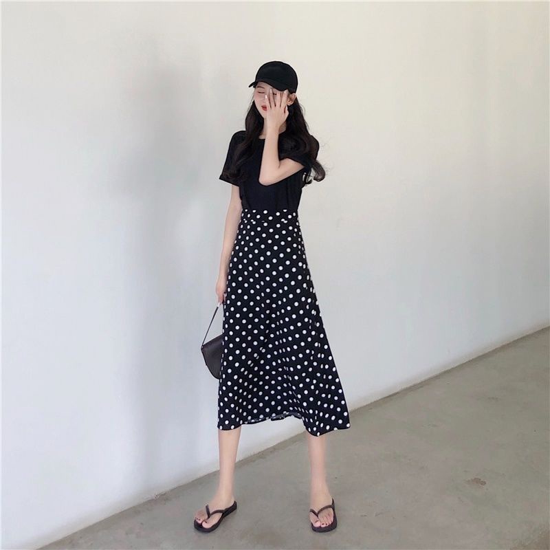 Chân váy chiffon Ielgy chữ A lưng cao co giãn họa tiết nhành hoa dành cho nữ