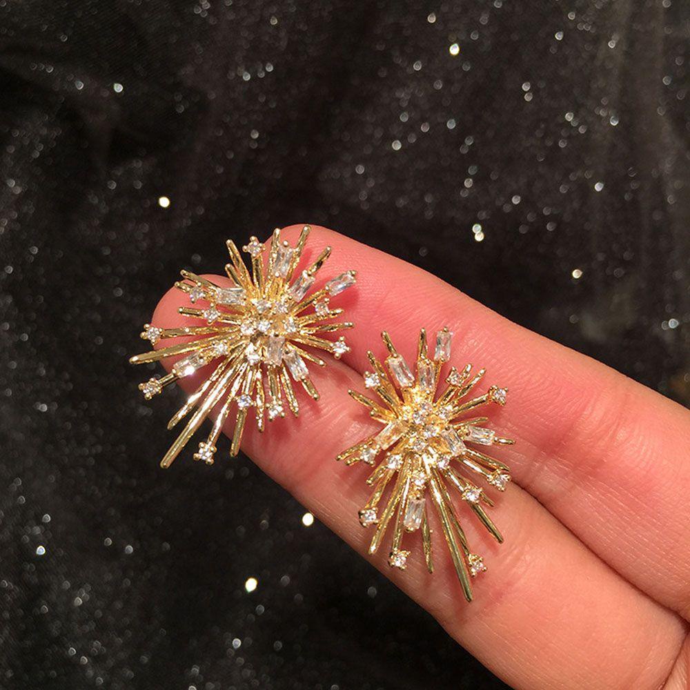 Khuyên Tai Dáng Dài Đính Đá Lấp Lánh Sang Trọng|Hoa Tai Dáng Dài Hình Pháo Hoa Nhiều Màu Sắc Thời Trang Cho Nữ