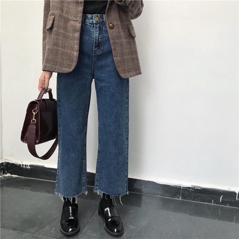 Quần dài ống suông lưng cao thời trang Hàn Quốc cho nữ size S-5XL