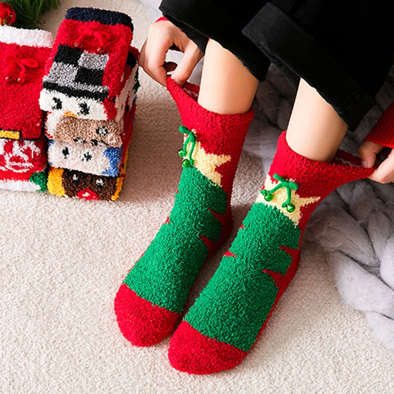 4 Đôi Vớ Họa Tiết Giáng Sinh Hoạt Hình Cho Nữ