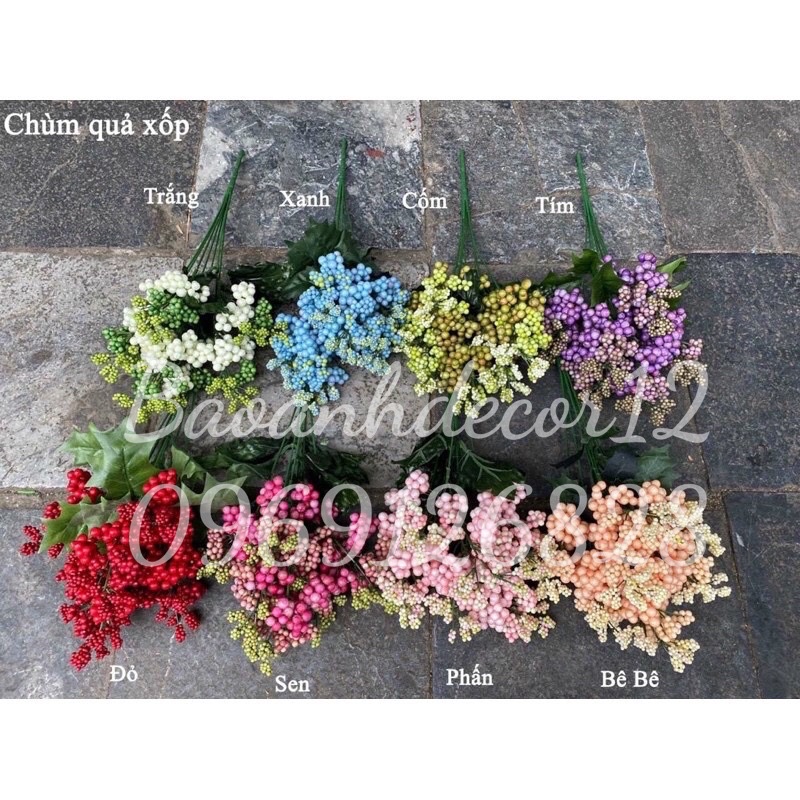 Cành quả bí , quả xốp trang trí oản,giỏ hoa quá, hoa lụa sáp