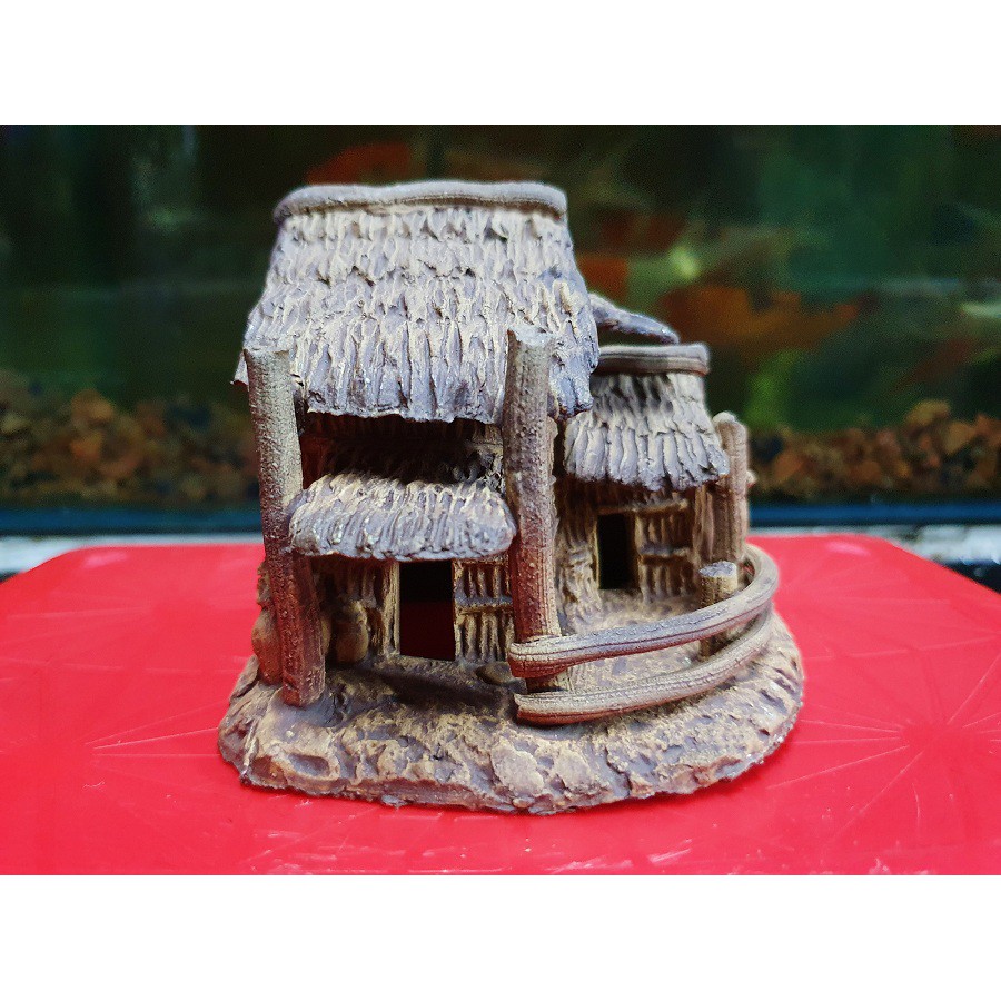 NHÀ LÁ TRANG TRÍ HỒ CÁ NON BỘ 10x10x9cm