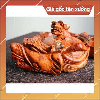 bộ ấm chén rồng gỗ hương cao cấp