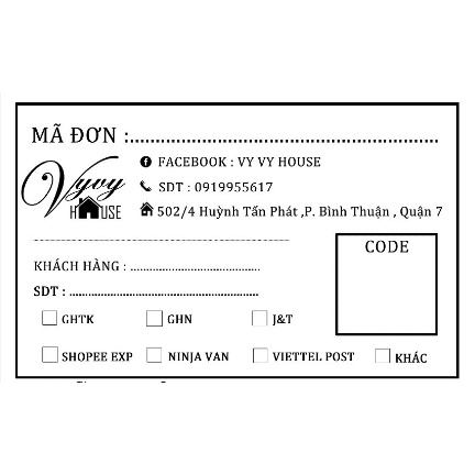 Combo 50 tem vận chuyển, phiếu giao hàng in sẵn, in theo yêu cầu 10x15cm có keo dán sẵn