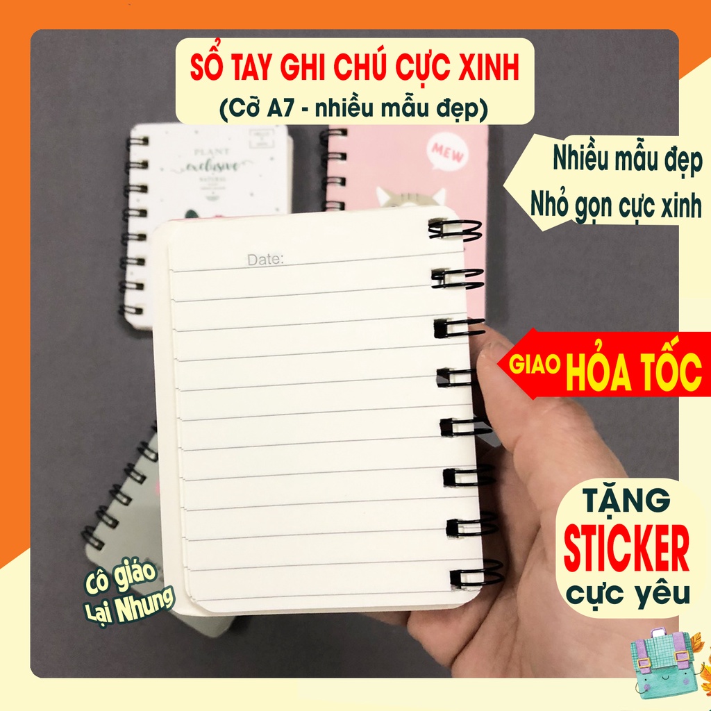 [Mã LIFE20KALL giảm 10% đơn 50K] [Tặng sticker] Sổ tay mini A7 nhỏ xinh, ghi chú tiện lợi - Nhiều mẫu đẹp, dễ thương