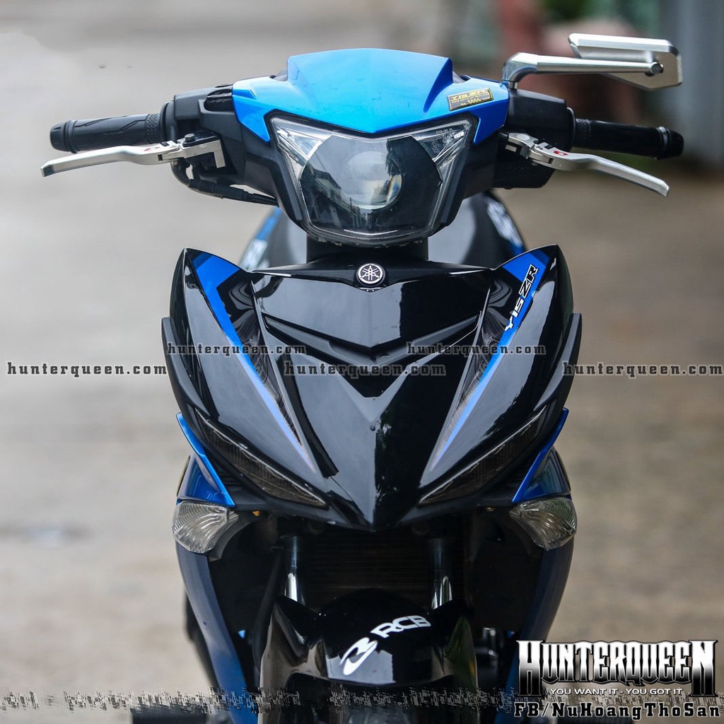 Tem rời in UV cao cấp, Dán xe Exciter 150 đời 2016-2018 màu đen xanh. Mẫu decal Y15ZR hoa văn chìm ẩn