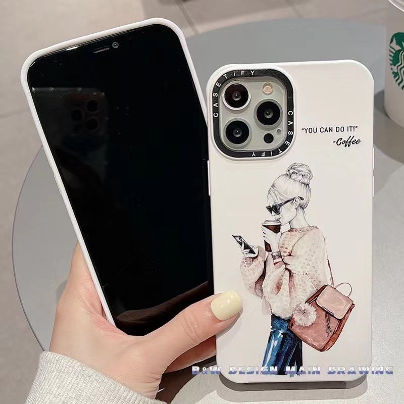 Ốp Điện Thoại Silicon Mềm Nhám Bốn Góc Hình Cô Gái Thời Trang Cho iPhone 13 12 11 Pro MAX IX XS MAX XR 6 7 8 Plus