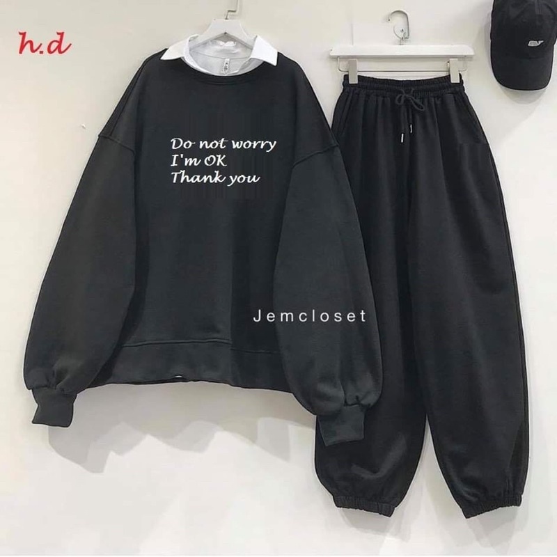 Sét 3 món áo bosory + quần bom + áo sơmi trắngÁo ngoài dài tay chất da cá mix sơ mi trắng thô mềm + quần dài chun ống
