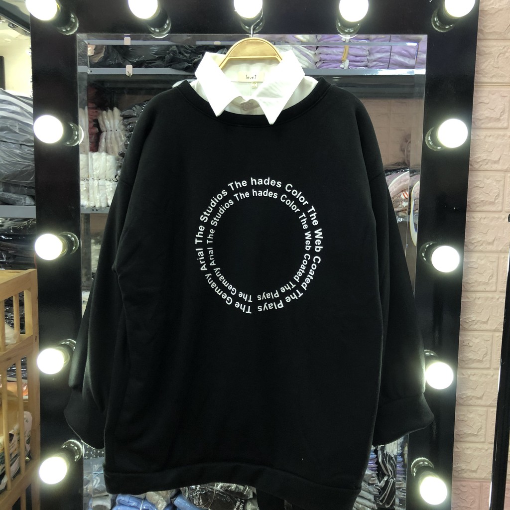 Áo nỉ sweater dài tay nam nữ unisex đen trắng chất nỉ bông cotton | BigBuy360 - bigbuy360.vn