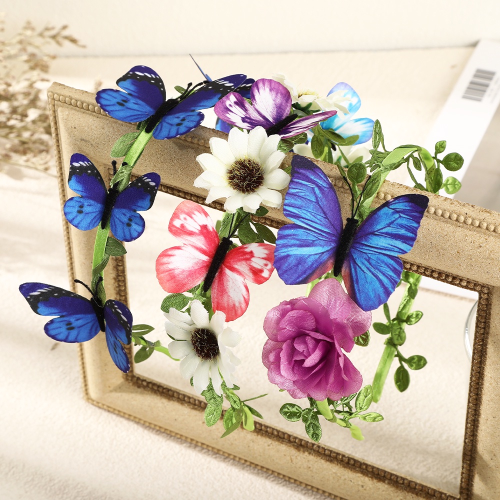 Haimeikang Cài tóc cô dâu đính phụ kiện hoa lá bướm sáng tạo thời trang