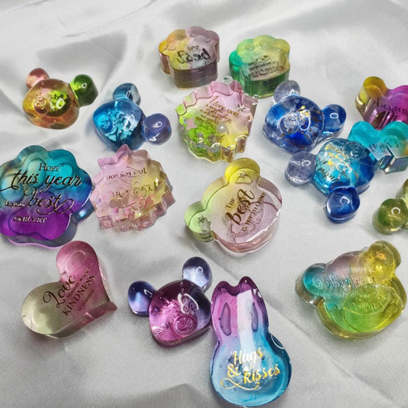 6 Tấm hình dán UV epoxy resin hình mèo xinh xắn trang trí thủ công DIY