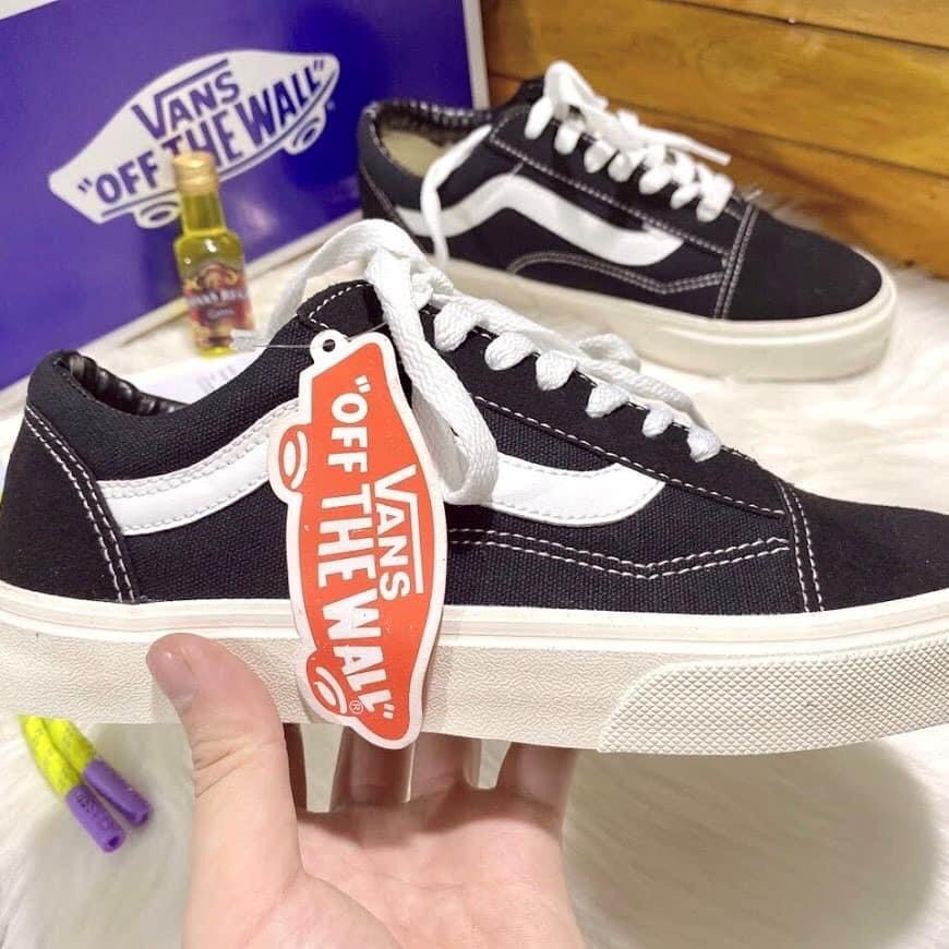 Giày vans đen sọc trắng Giày 𝐕𝐚𝐧𝐬 𝐎𝐥𝐝 𝐒𝐤𝐨𝐨𝐥 đen  𝐕𝐚𝐧𝐬 Caro lười đủ size nam nữ 🥇fuil boccbill
