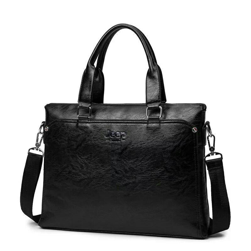 Túi xách da công sở cao cấp Jeep Buluo 38x28x6cm đựng laptop 14inch (Nâu đậm-Nâu sáng-Đen) | BigBuy360 - bigbuy360.vn