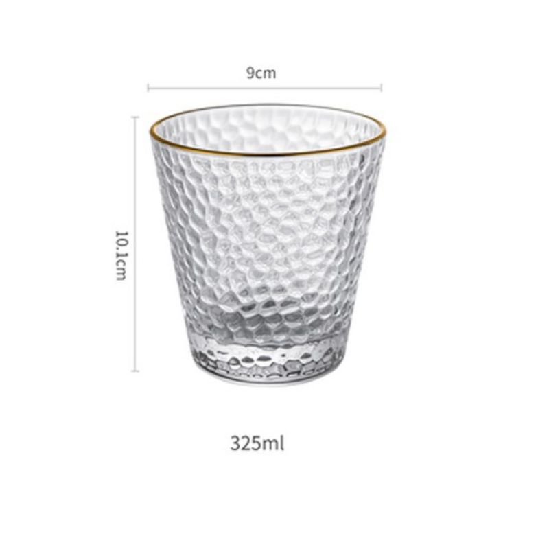 Bộ 6 Ly Thủy Tinh Vân Nhám Viền Vàng