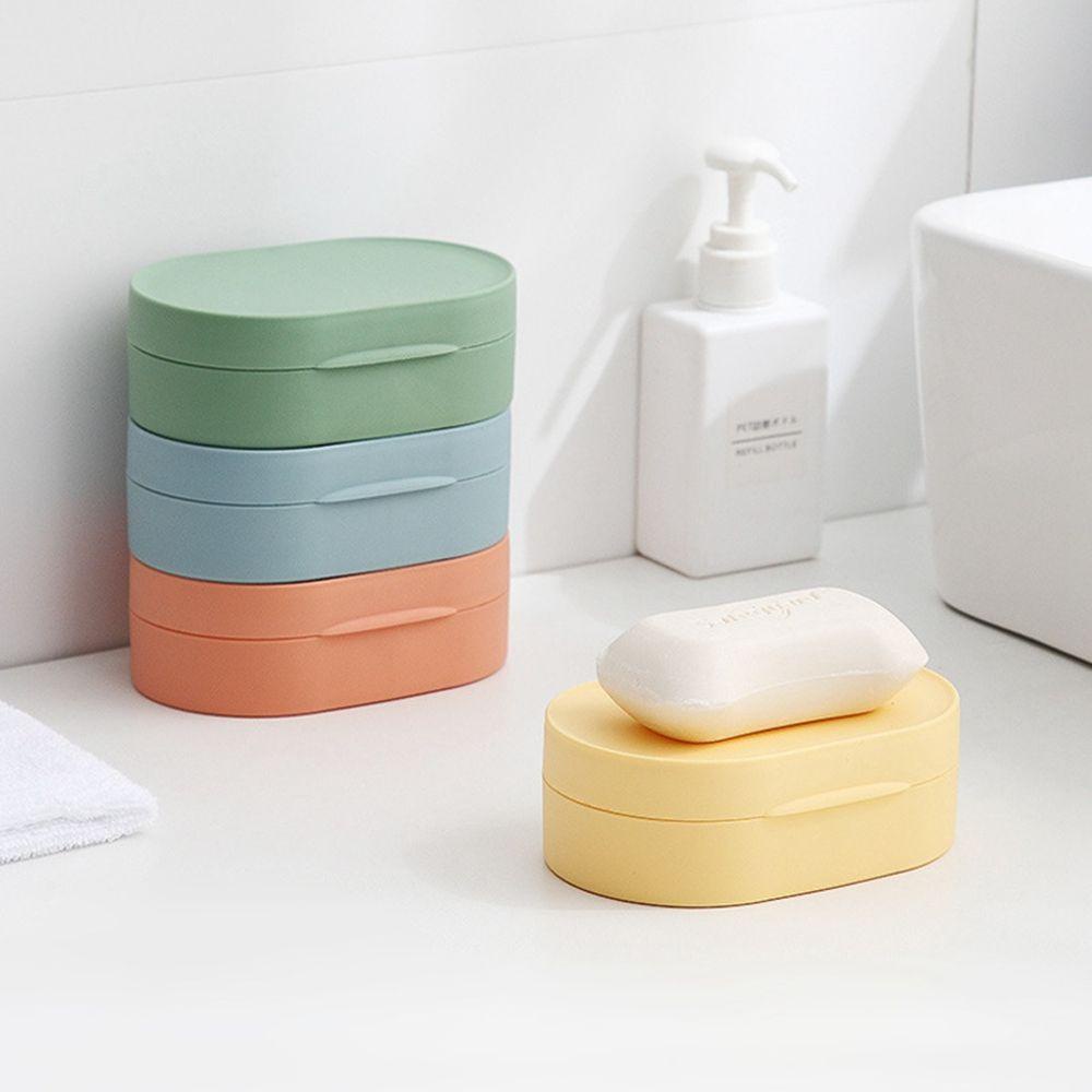 Khay Đựng Xà Phòng Hình Oval / Tròn Kèm Nắp Đậy Tiện Dụng Cho Hoạt Động Ngoài Trời Giá Đỡ