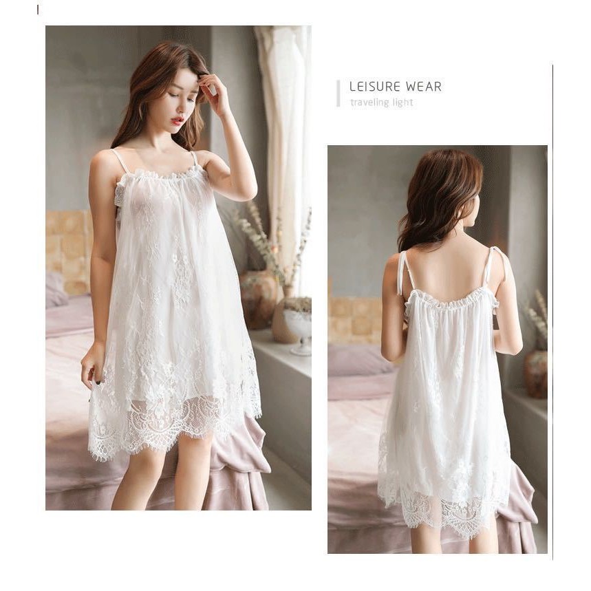 Đầm Ngủ Sexy|Váy Ngủ Ren ❣️FreeShip - Tặng Kèm Quần Chip Xinh❣️Voan Ren 2 Lớp Cao Cấp Mềm Mát Mịn Quyến Rũ