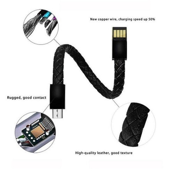 Dây đeo bằng da có cổng sạc USB kiêm vòng đeo tay cho iOS Android