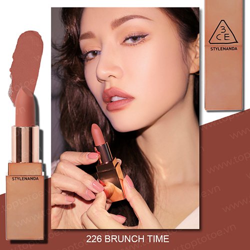 (Có sẵn) Son 3ce Lip Color vỏ vàng - Hồng Gạch Nude Ánh Đỏ 226