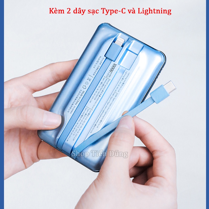 Pin Sạc Dự Phòng Yoobao LC4 Kiêm Sạc Không Dây Dung Lượng 10000mAh Tích Hợp 2 Cáp QC 22.5W + PD20W Có 3 Cổng Nhỏ Gọn