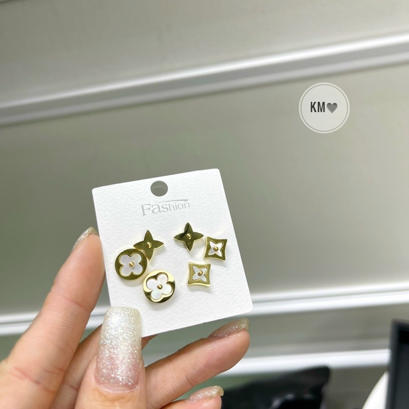 Sét 3 đôi bông tai xinh / khuyên tai hotgirl / phụ kiện trang sức Hari korea accessories