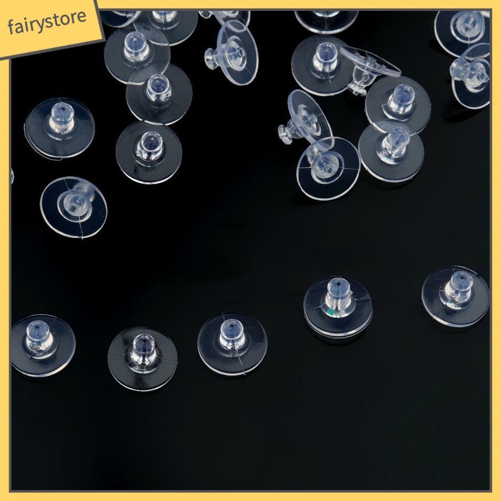 Set 100 nút chặn khuyên tai làm từ silicon không độc hại trong suốt tiện dụng