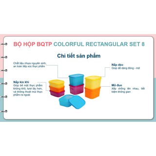 [Xả kho Tết] Tupperware 💕Freeship💕Bộ hộp trữ mát / trữ khô Colorful Rectangular