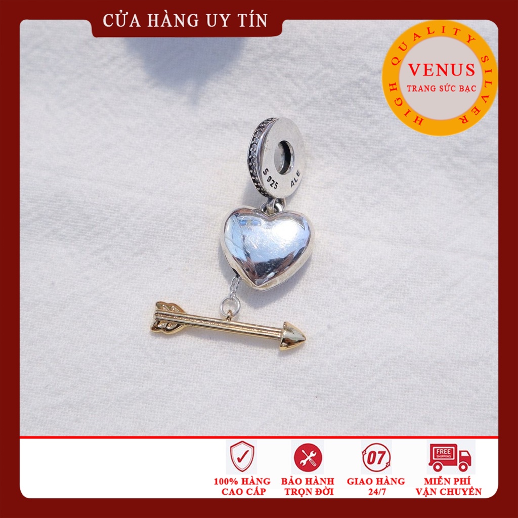 [Charm bạc 925 cao cấp] Charm treo trái tim mũi tên- Mã sản phẩm VENUSTMT