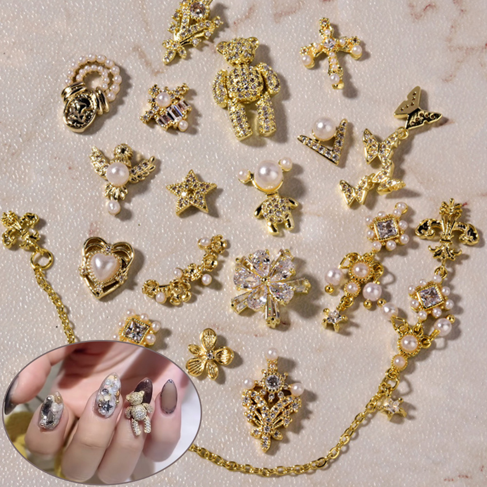 Phụ kiện trang trí móng hình trái tim/bướm 3d DIY