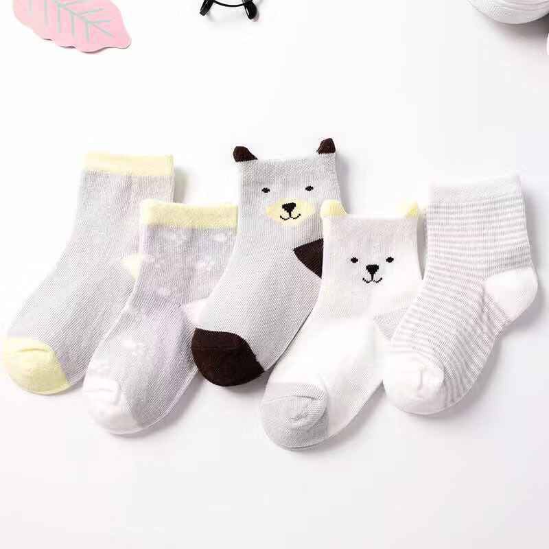 Set 5 đôi tất lưới điều hoà CỔ CAO cho bé trai bé gái sơ sinh từ 0 - 3 tuổi