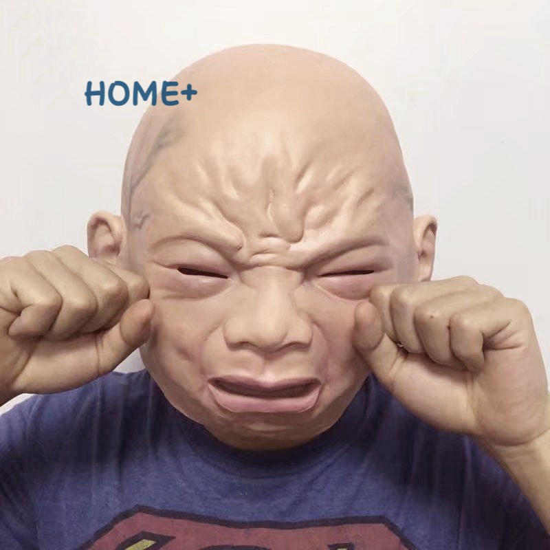 Ts tiktok Realistic Creepy Crying Baby Mask Latex Full Head Horrible Masks For Haunted House Halloween Party Cosplay Costume Props Tik Tok