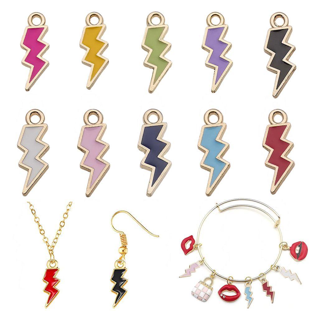 Bộ 10 Mặt Vòng cổ Tráng Men Hình Tia Chớp DIY Charms