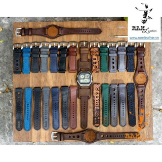 Dây đồng hồ da bò thật cho Seiko 5 / Casio AE 1200 WHD / Casio AE 1200 WH / Casio 1200WHD / 1000W / 1000WD  . . . . *