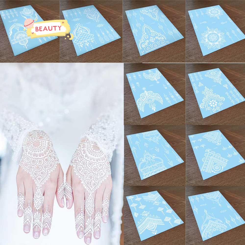 Hình Xăm Dán Tạm Thời Henna Trắng Đen Chống Nước Dùng Một Lần