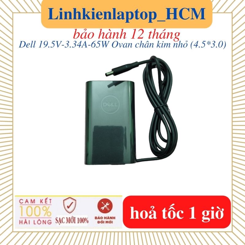 Sạc Laptop Dell 19.5v- 3.34a 65w Oval chân kim nhỏ 4.5*3.0mm- Sạc Dell XPS 13 9360- Sạc Zin